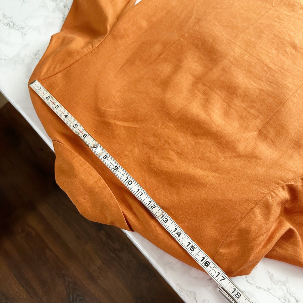 Open Edit Linen Burnt Orange Single Button Oversize Blazer Women's Size Small - Picture 13 of 13